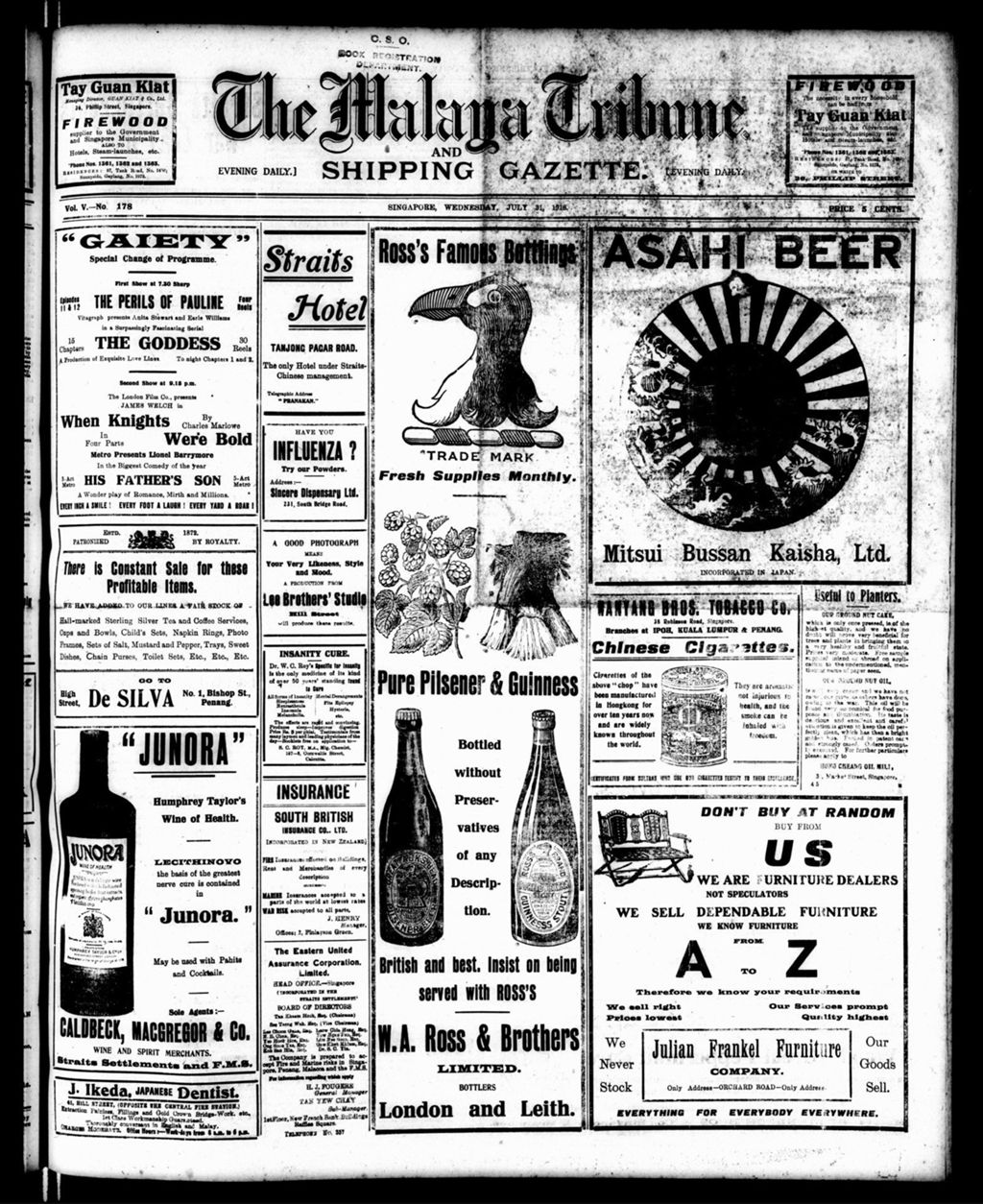 Miniature of Malaya Tribune 31 July 1918