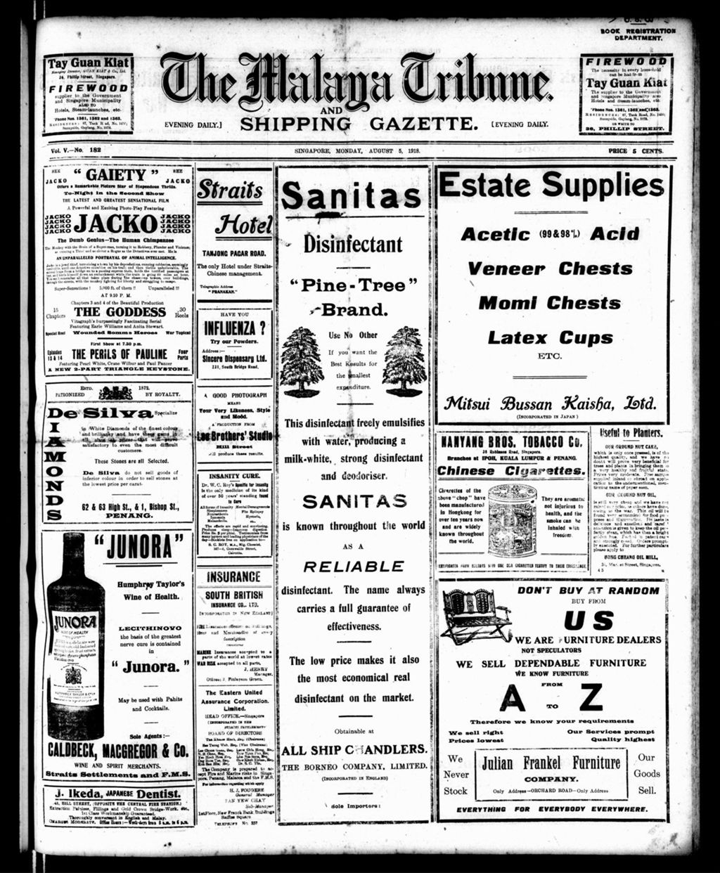 Miniature of Malaya Tribune 05 August 1918