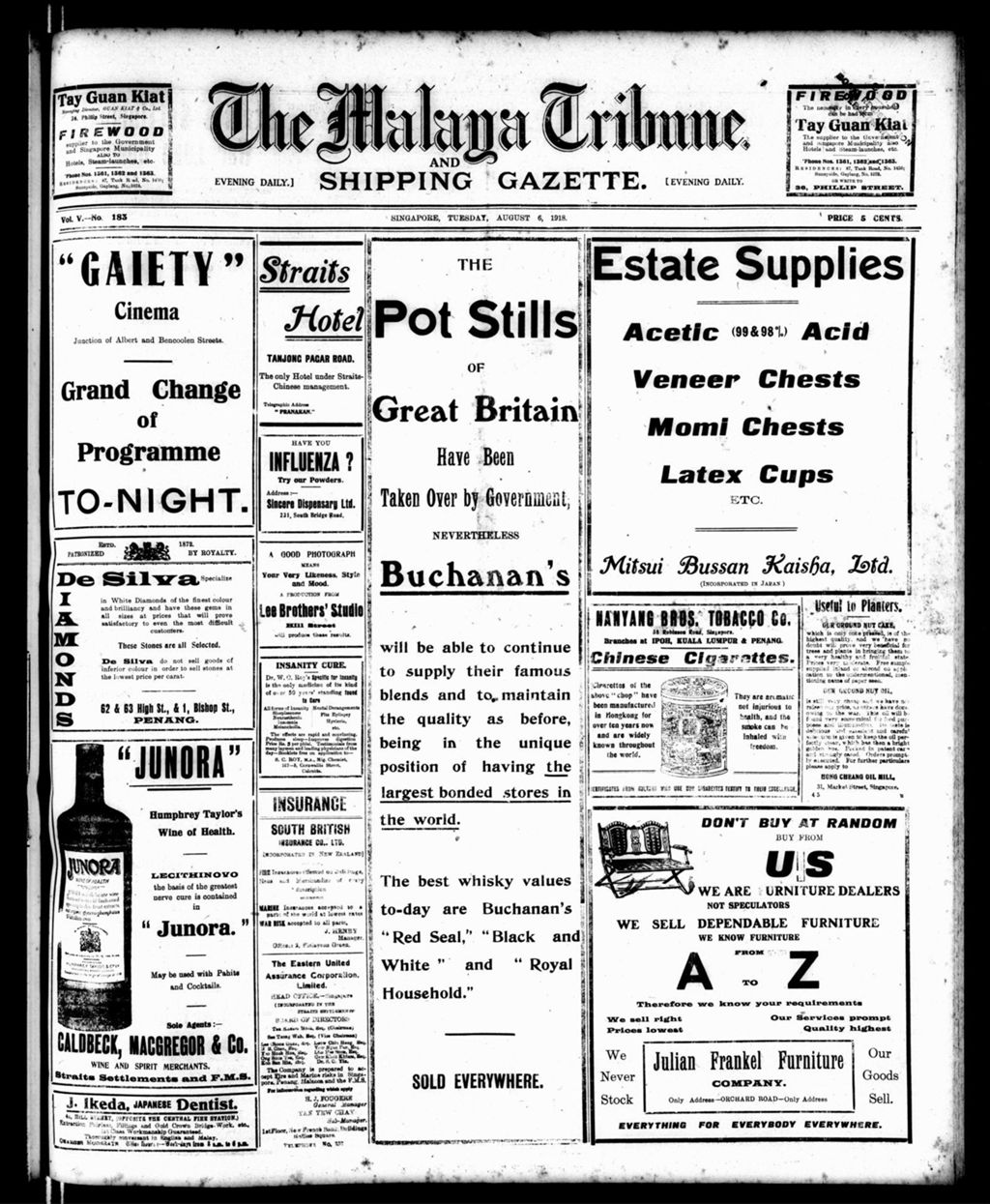 Miniature of Malaya Tribune 06 August 1918