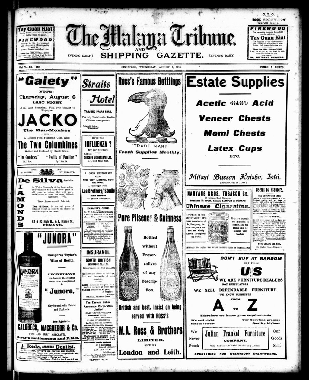 Miniature of Malaya Tribune 07 August 1918