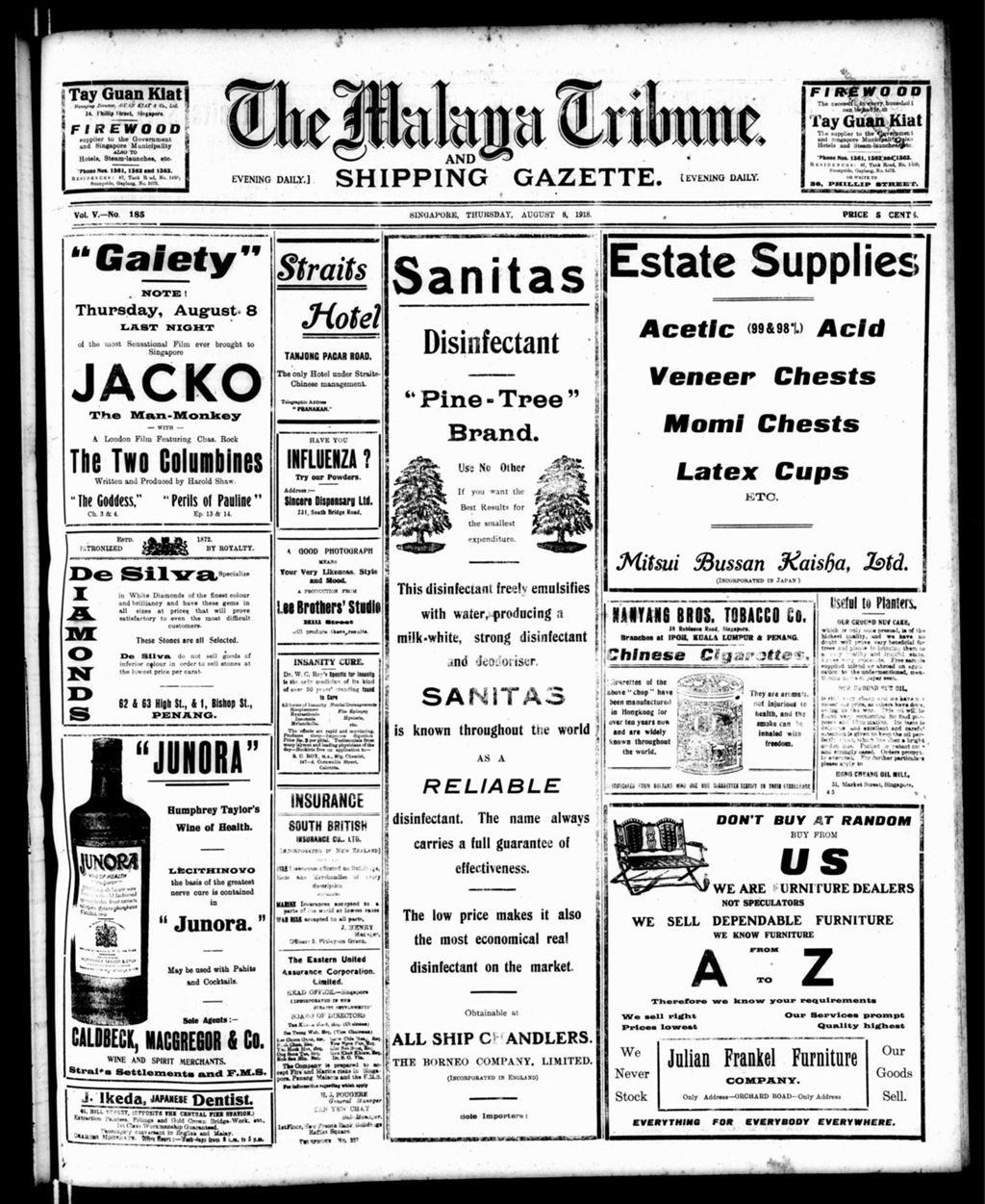 Miniature of Malaya Tribune 08 August 1918