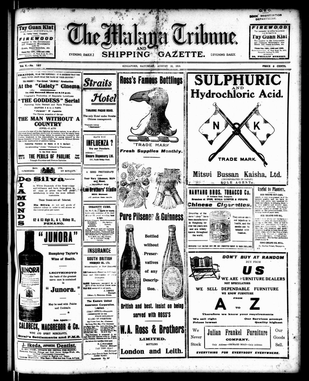 Miniature of Malaya Tribune 10 August 1918