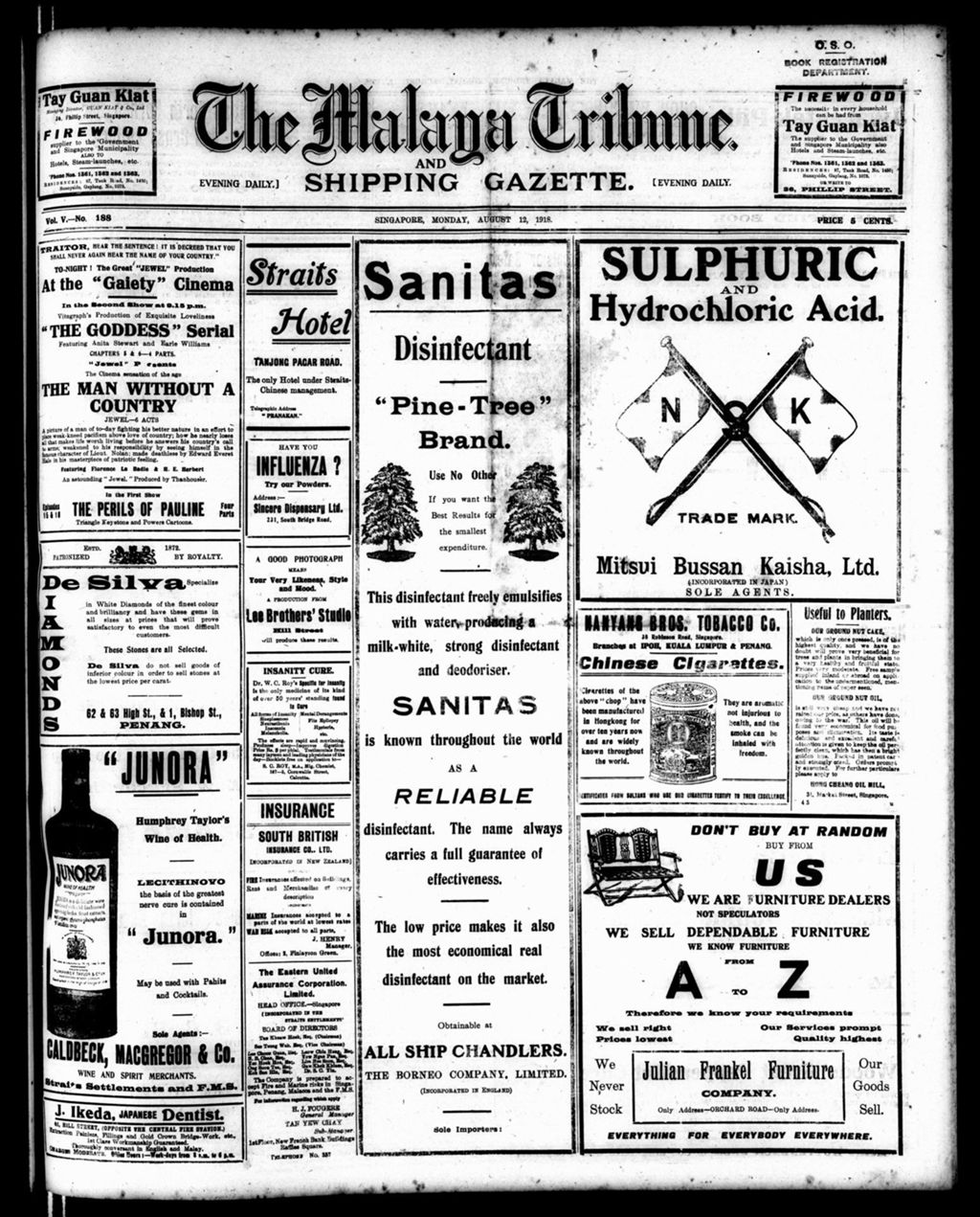 Miniature of Malaya Tribune 12 August 1918