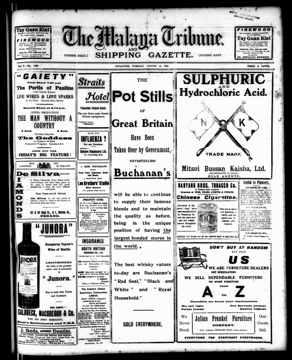 Miniature of Malaya Tribune 13 August 1918