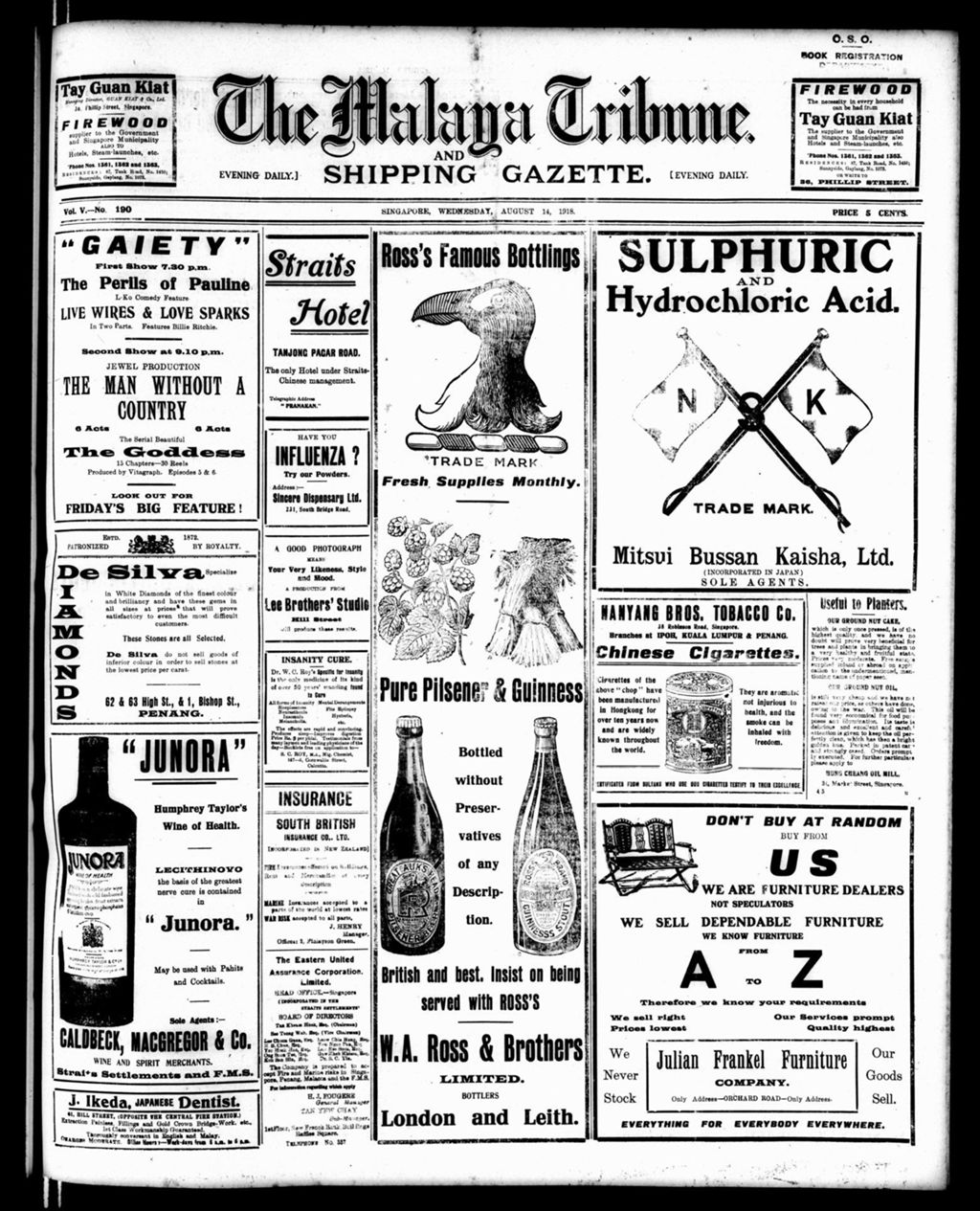 Miniature of Malaya Tribune 14 August 1918