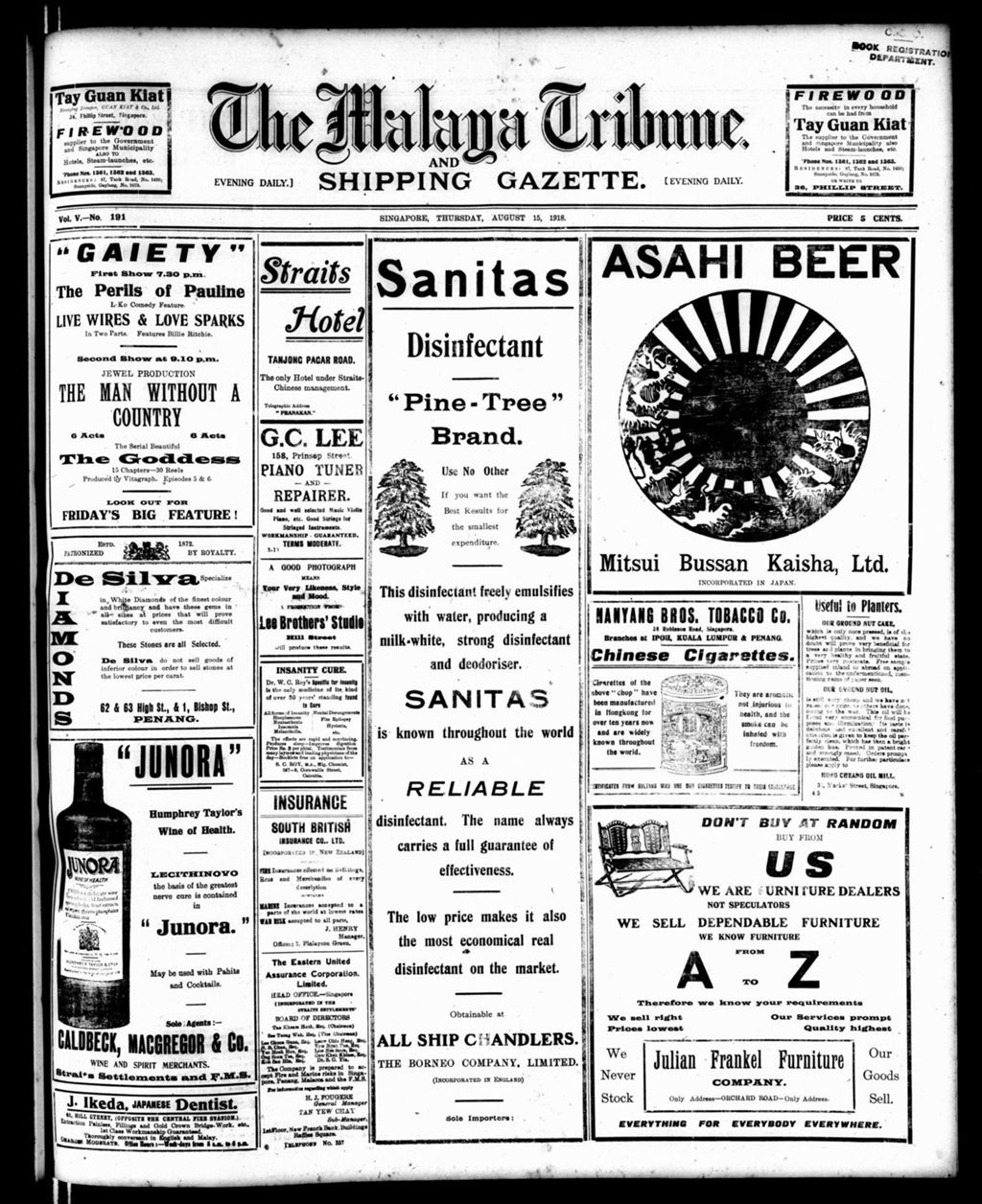 Miniature of Malaya Tribune 15 August 1918