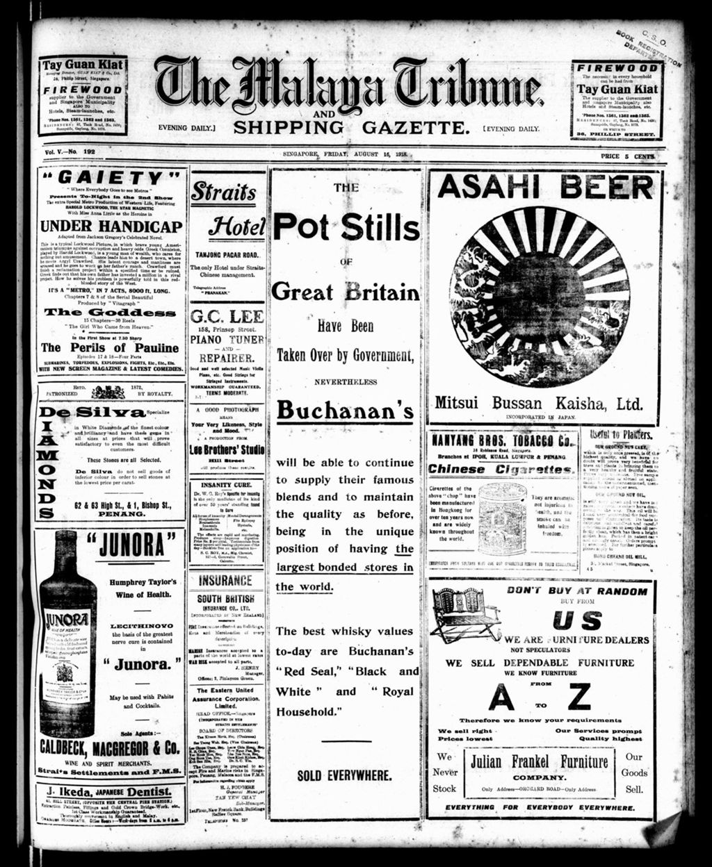 Miniature of Malaya Tribune 16 August 1918