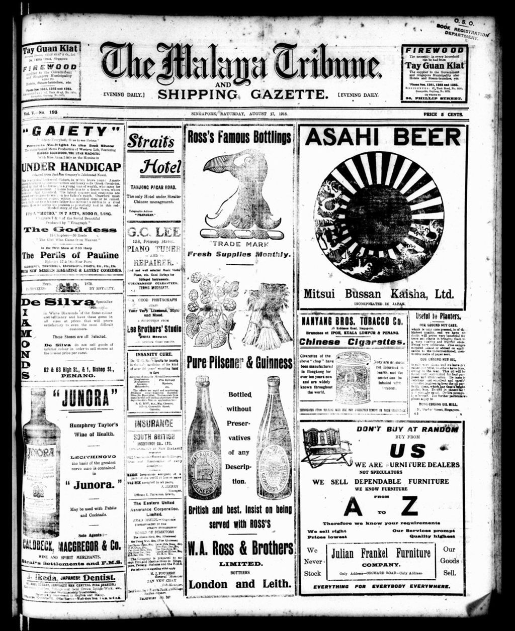 Miniature of Malaya Tribune 17 August 1918