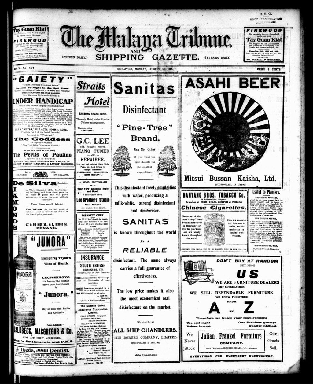 Miniature of Malaya Tribune 19 August 1918