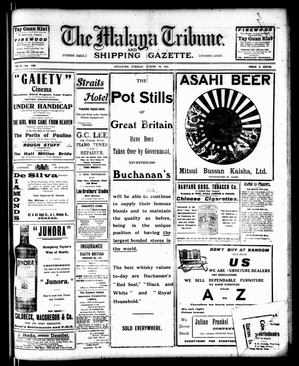 Miniature of Malaya Tribune 20 August 1918