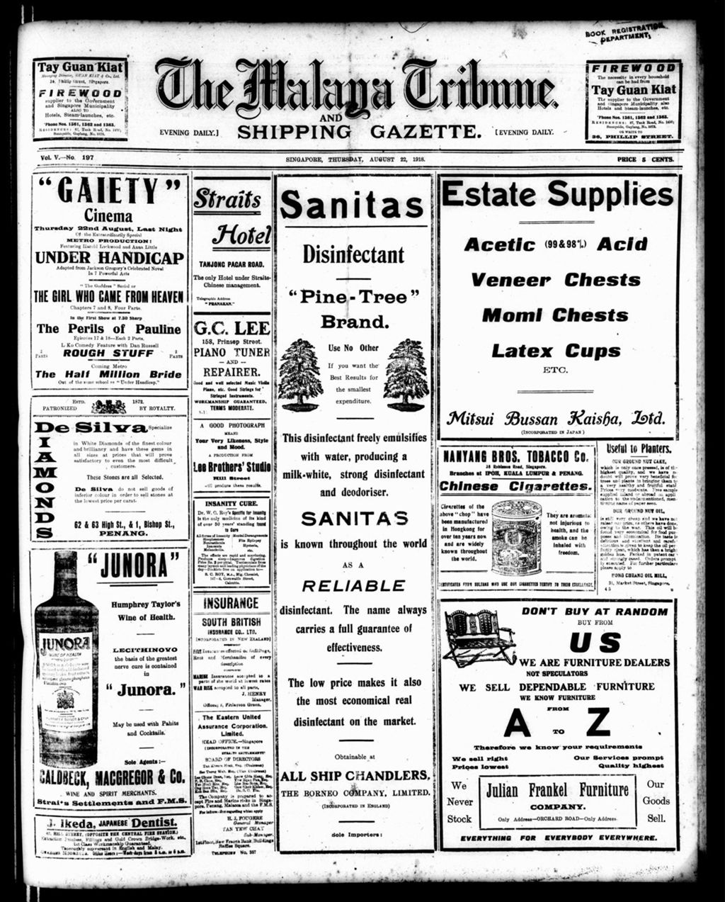 Miniature of Malaya Tribune 22 August 1918