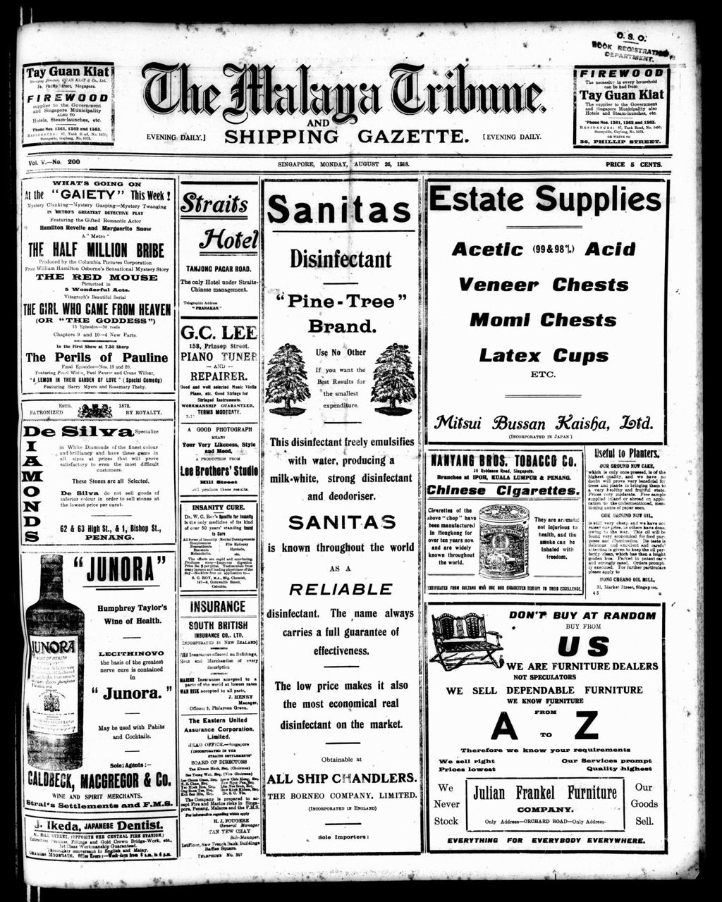 Miniature of Malaya Tribune 26 August 1918