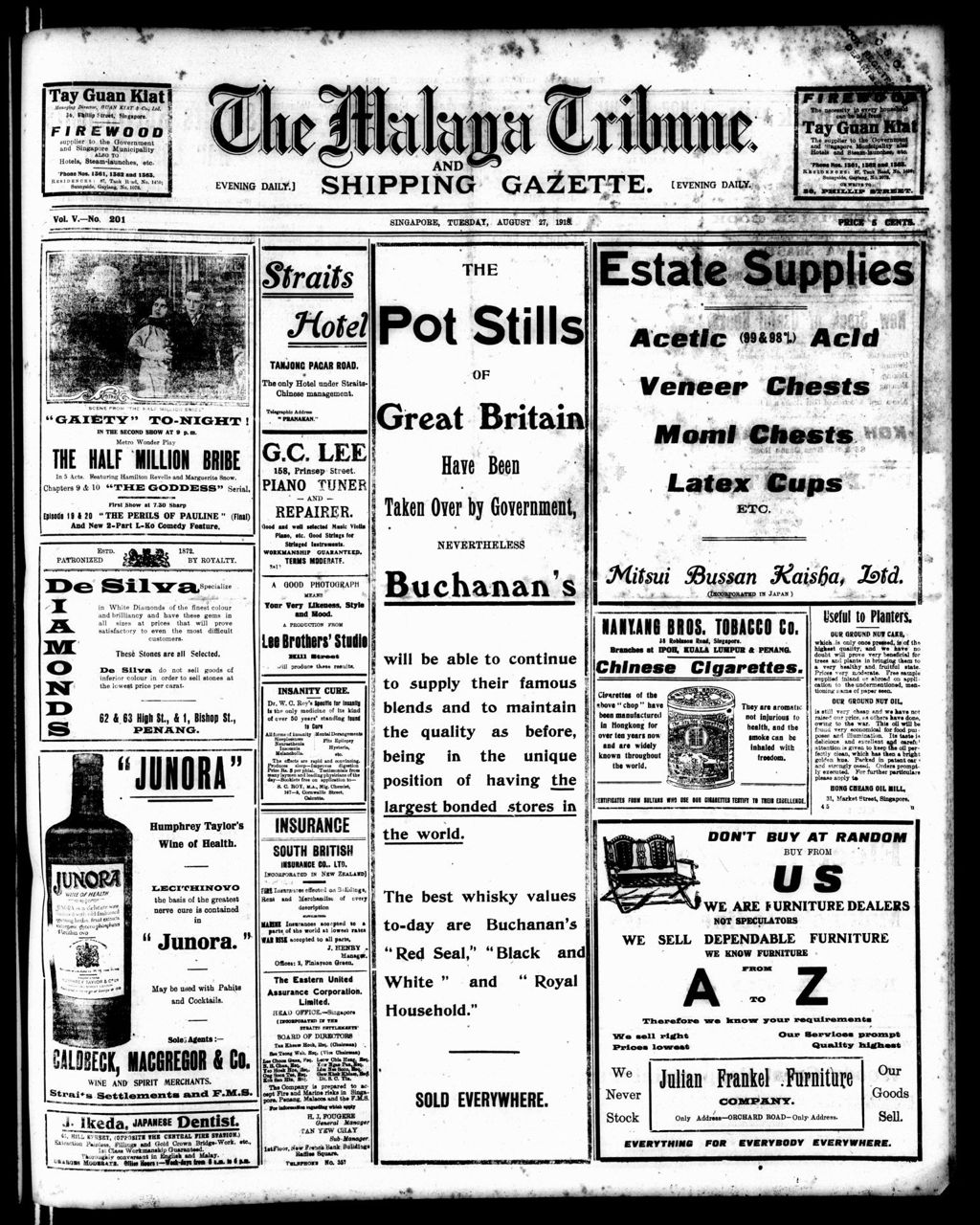 Miniature of Malaya Tribune 27 August 1918