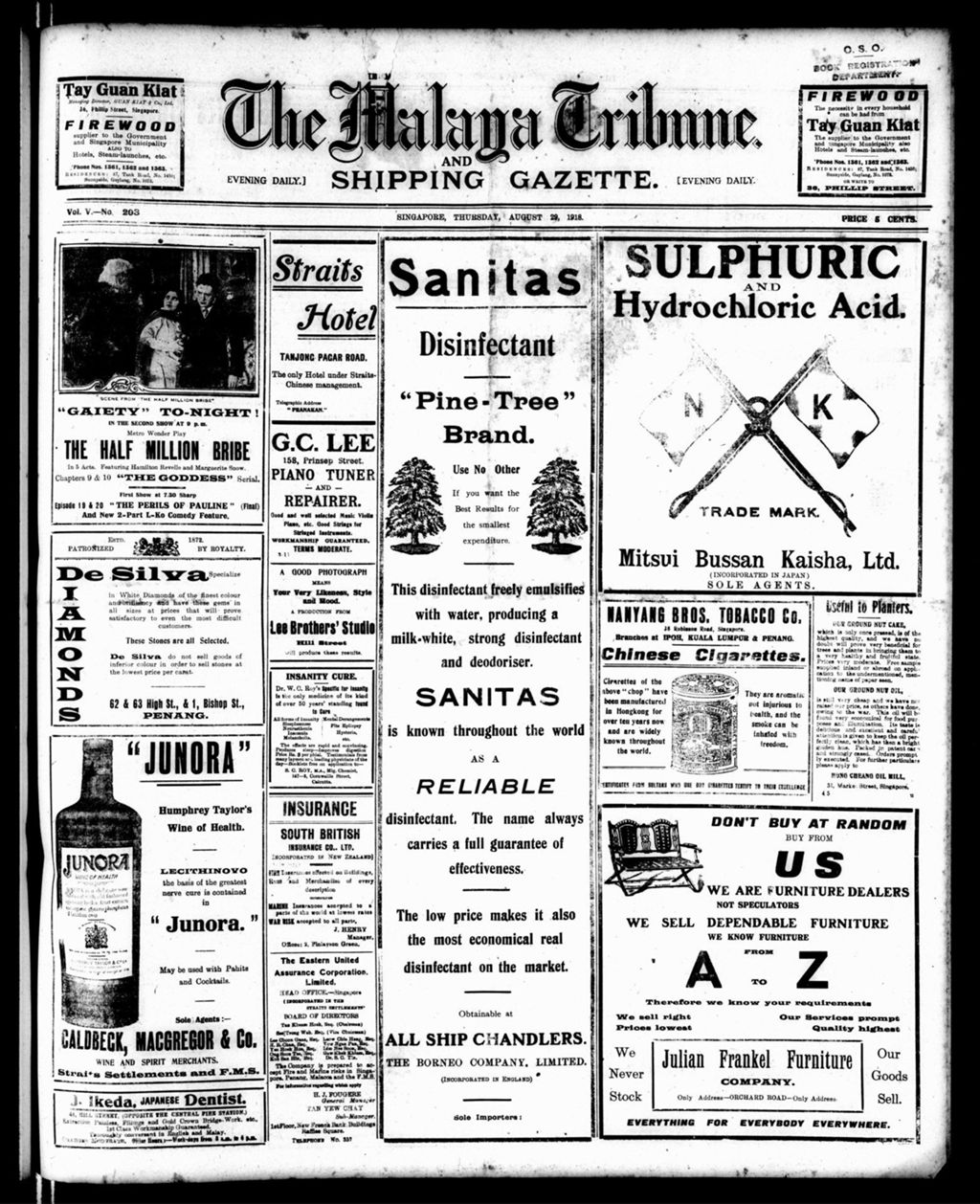 Miniature of Malaya Tribune 29 August 1918