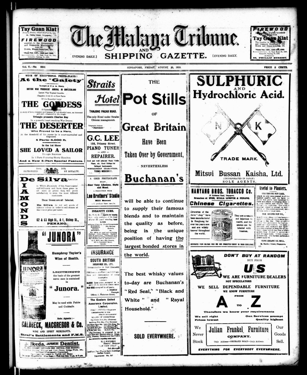 Miniature of Malaya Tribune 30 August 1918