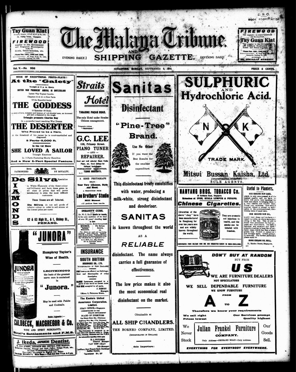 Miniature of Malaya Tribune 02 September 1918