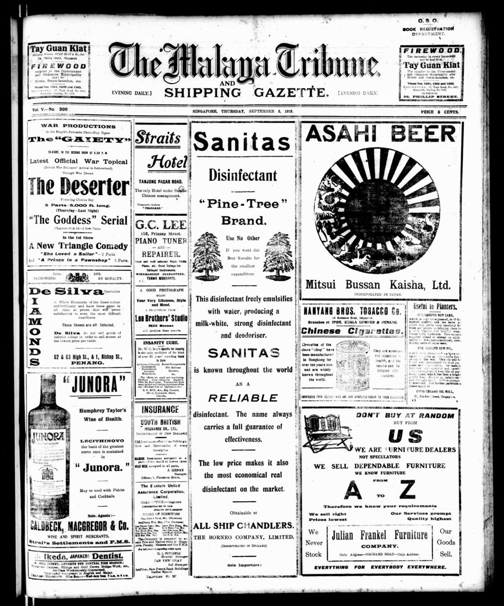 Miniature of Malaya Tribune 05 September 1918