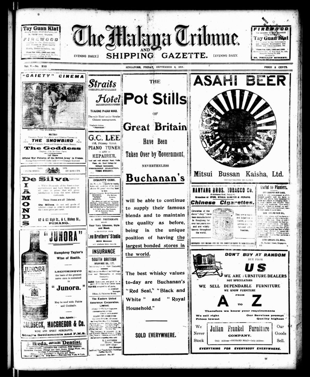 Miniature of Malaya Tribune 06 September 1918