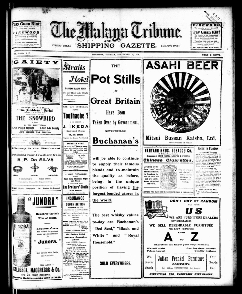 Miniature of Malaya Tribune 10 September 1918