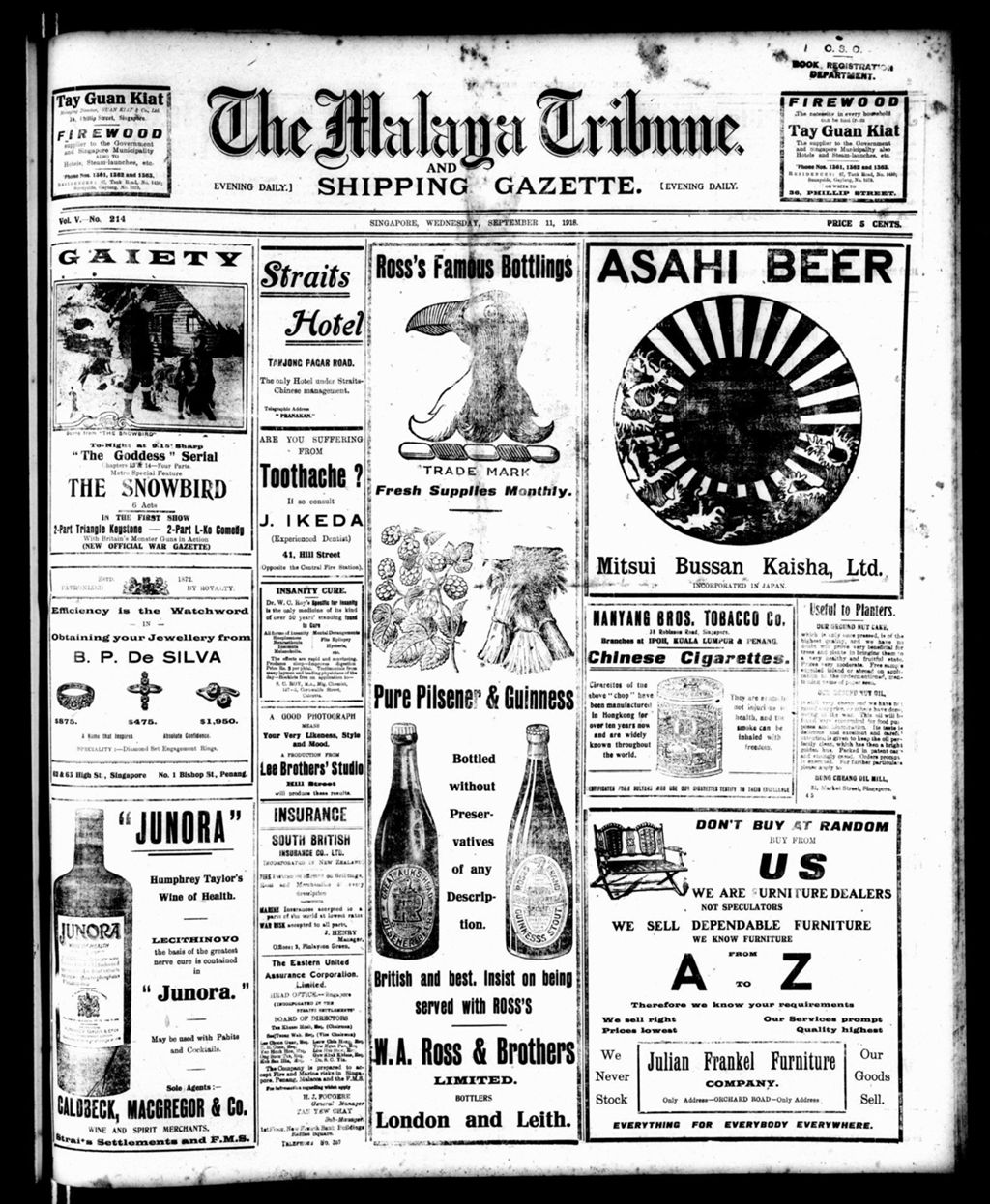 Miniature of Malaya Tribune 11 September 1918