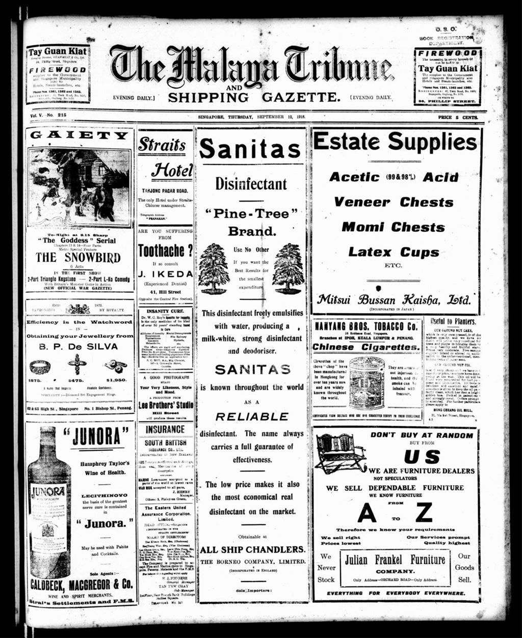 Miniature of Malaya Tribune 12 September 1918