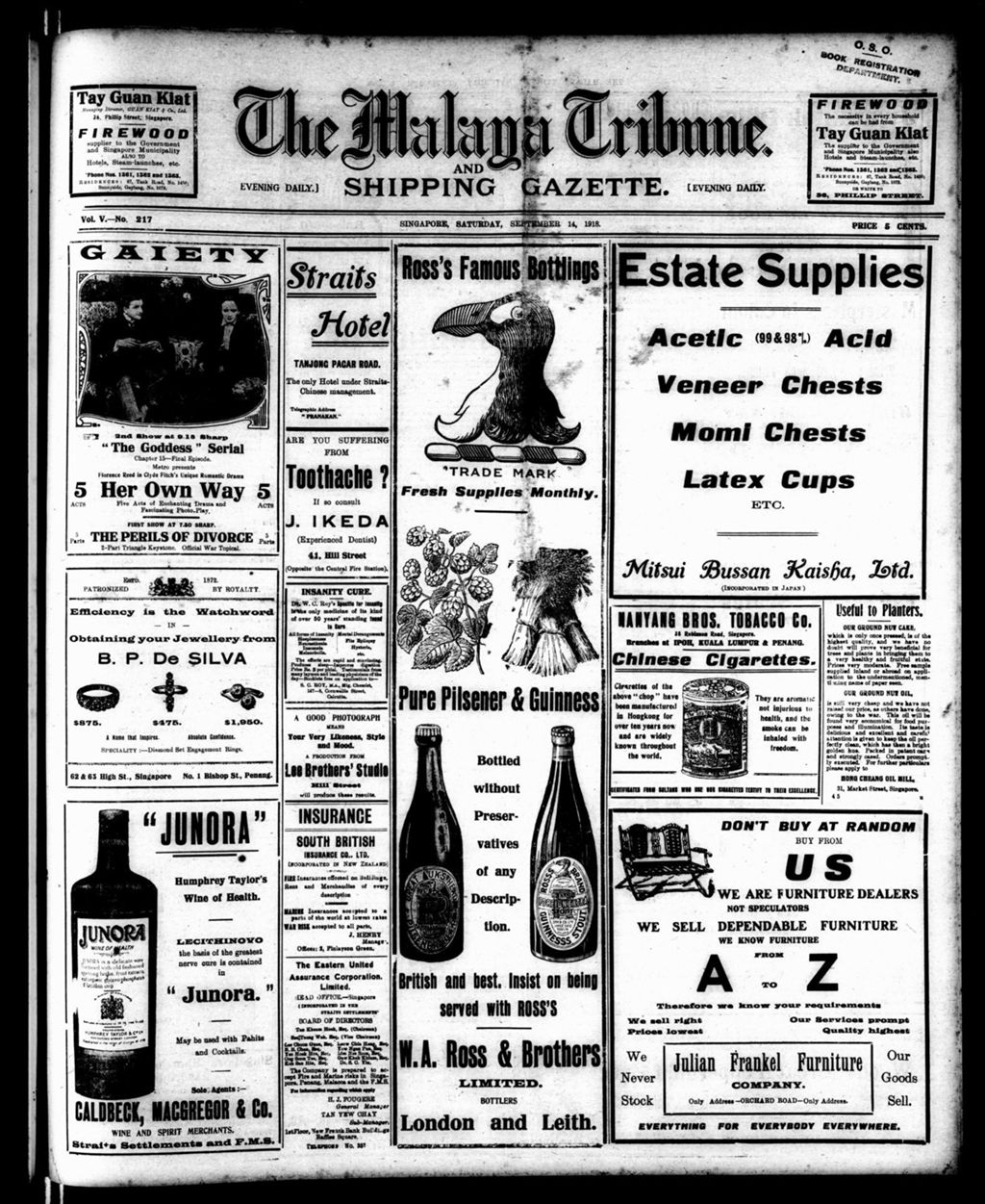 Miniature of Malaya Tribune 14 September 1918