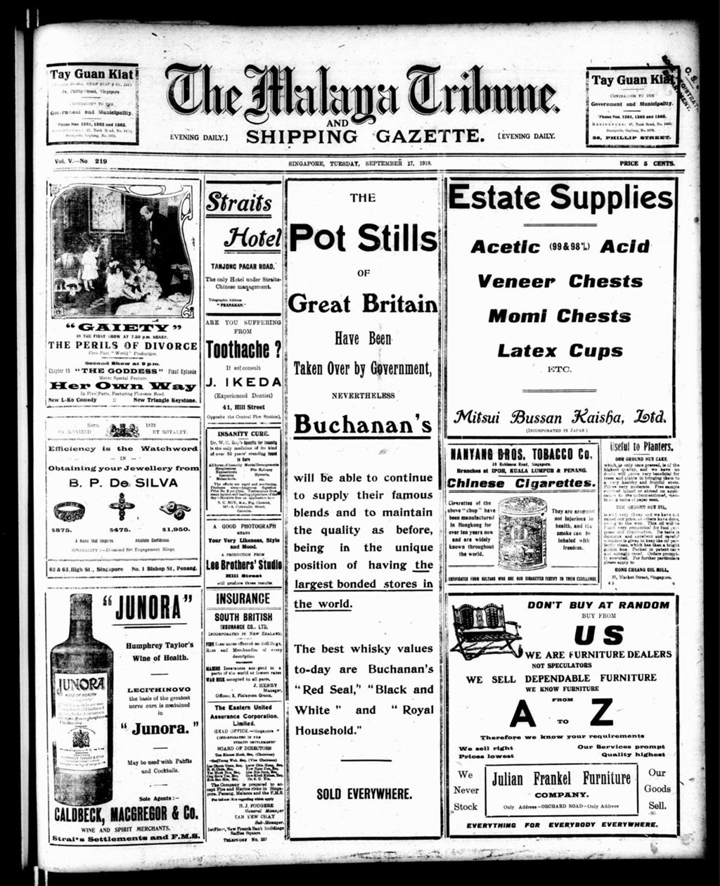 Miniature of Malaya Tribune 17 September 1918