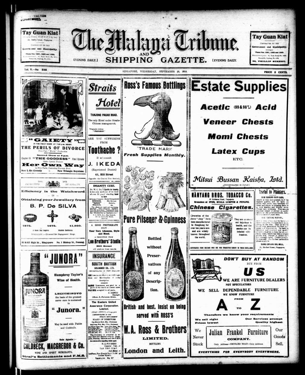 Miniature of Malaya Tribune 18 September 1918