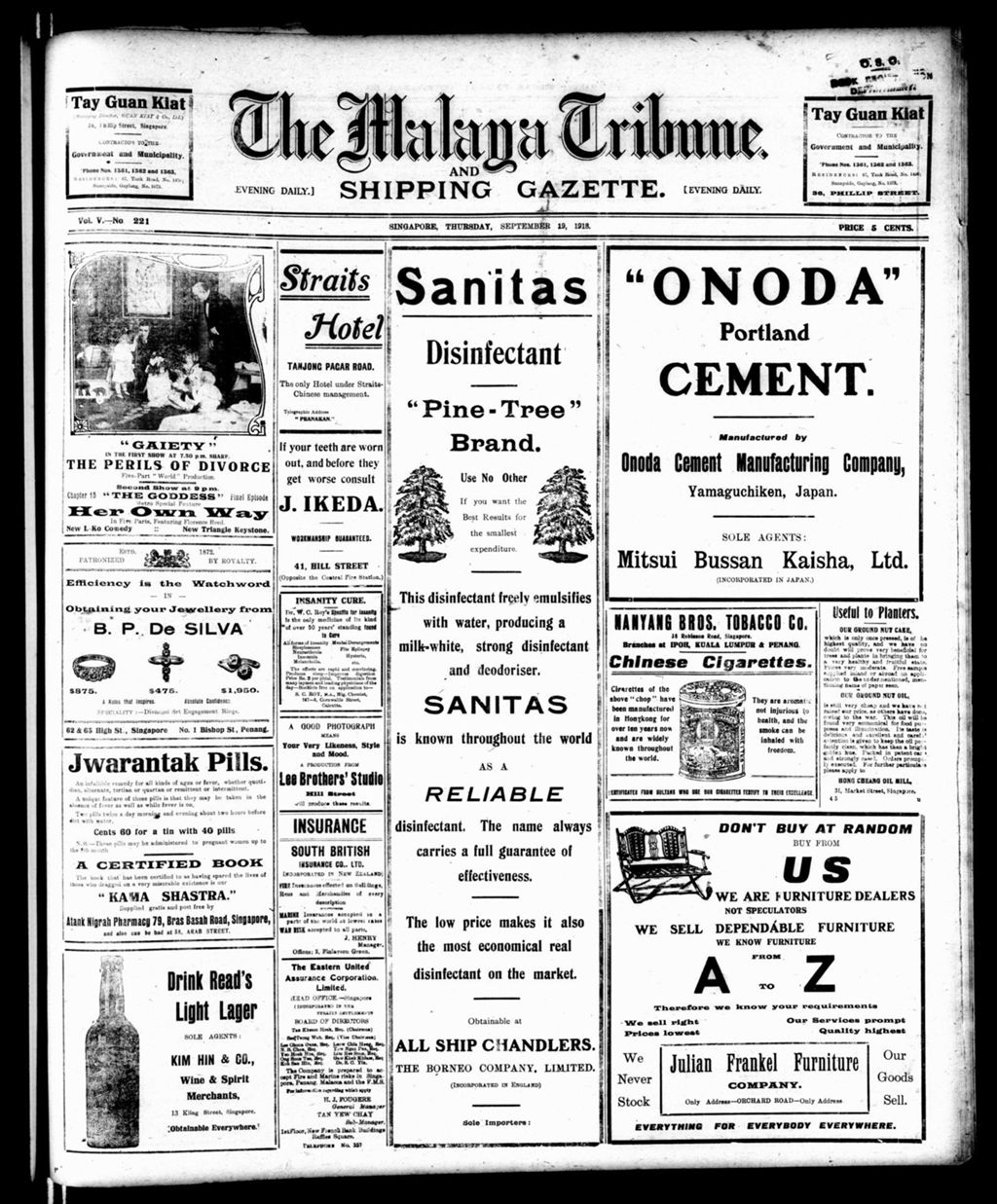 Miniature of Malaya Tribune 19 September 1918