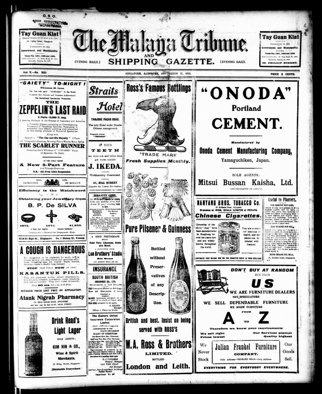 Miniature of Malaya Tribune 21 September 1918