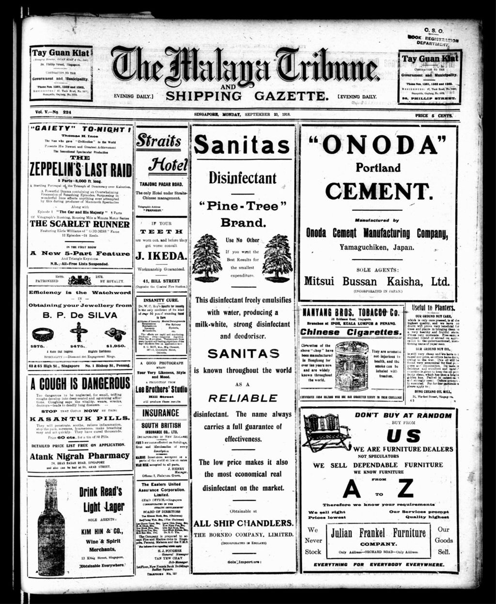 Miniature of Malaya Tribune 23 September 1918