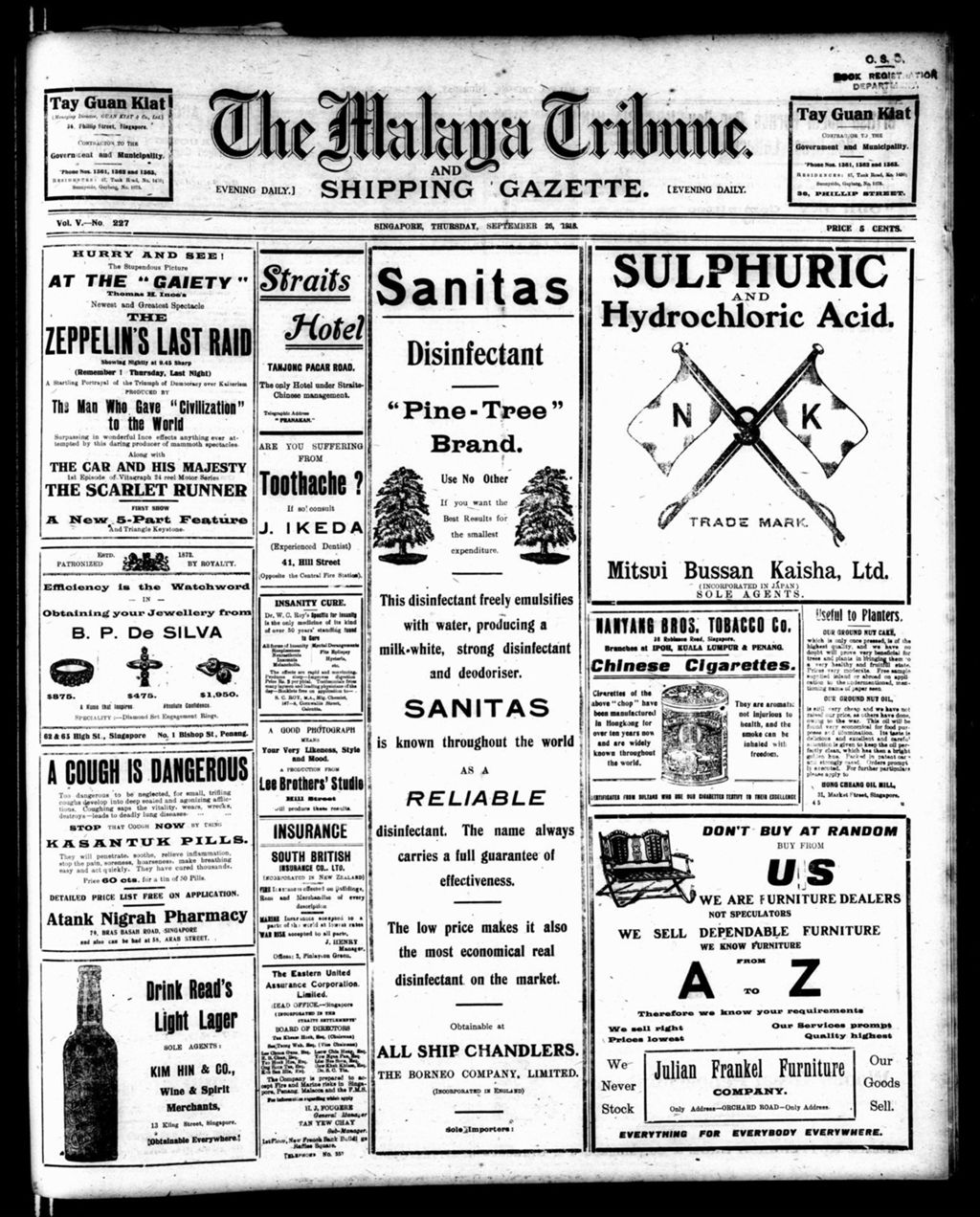 Miniature of Malaya Tribune 26 September 1918