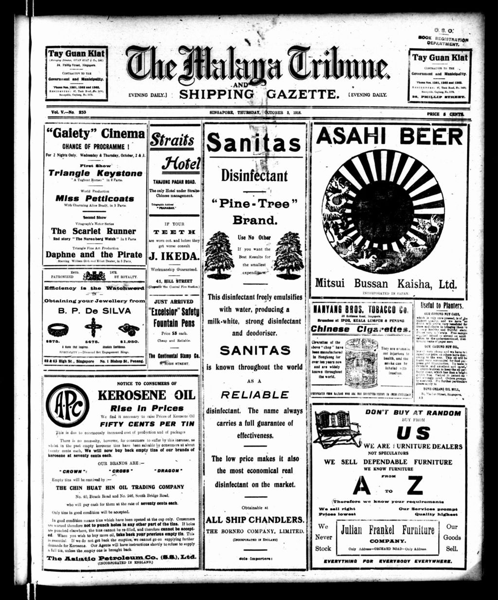 Miniature of Malaya Tribune 03 October 1918