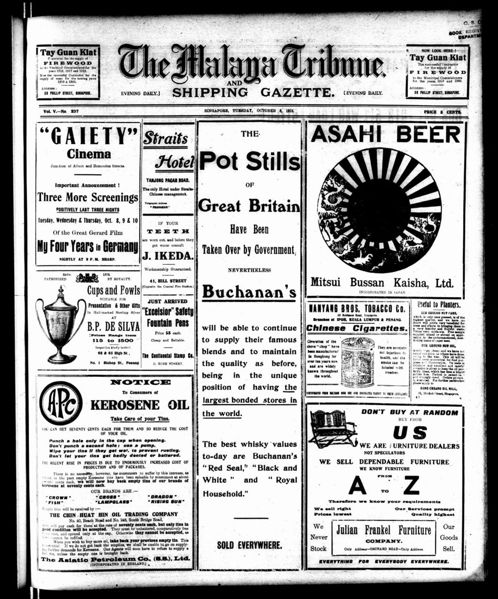 Miniature of Malaya Tribune 08 October 1918