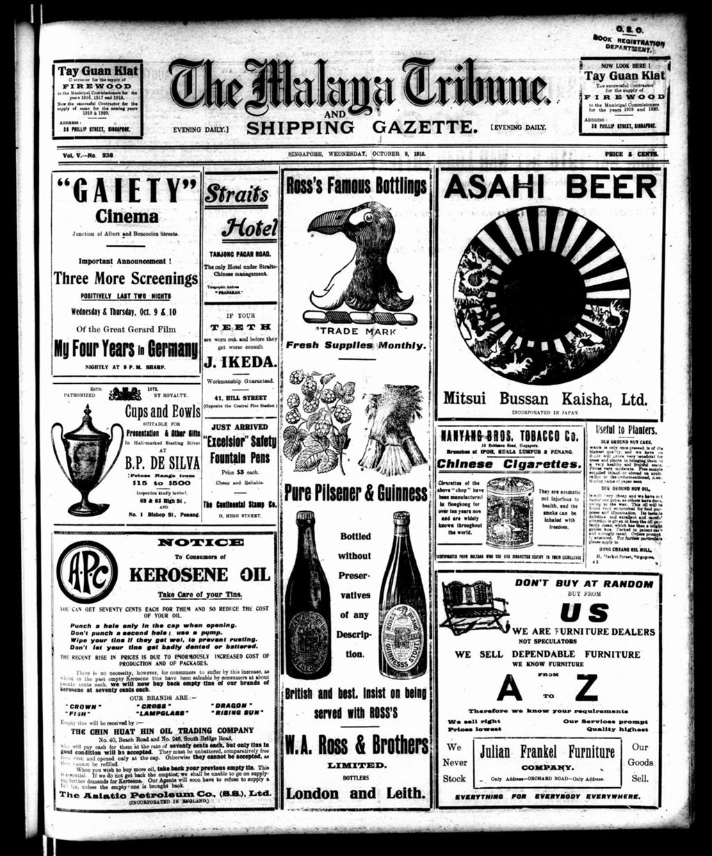 Miniature of Malaya Tribune 09 October 1918