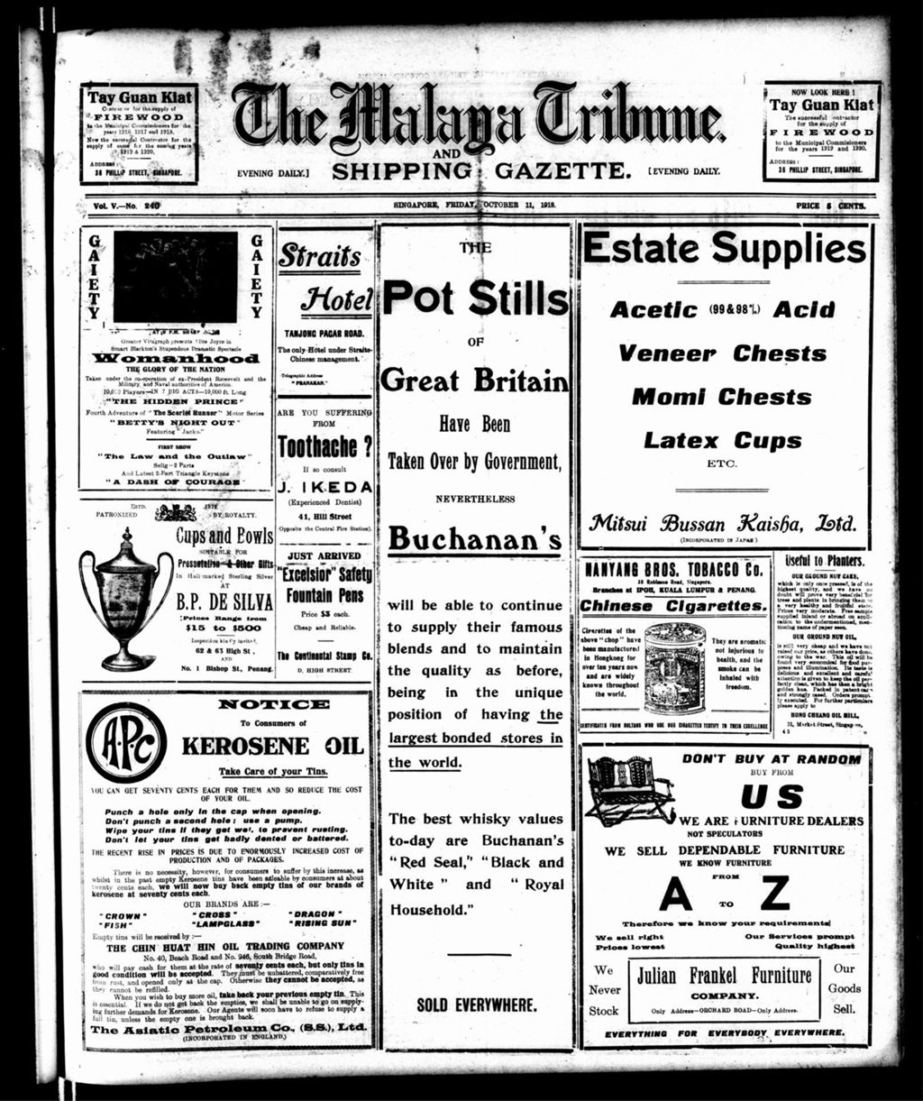 Miniature of Malaya Tribune 11 October 1918