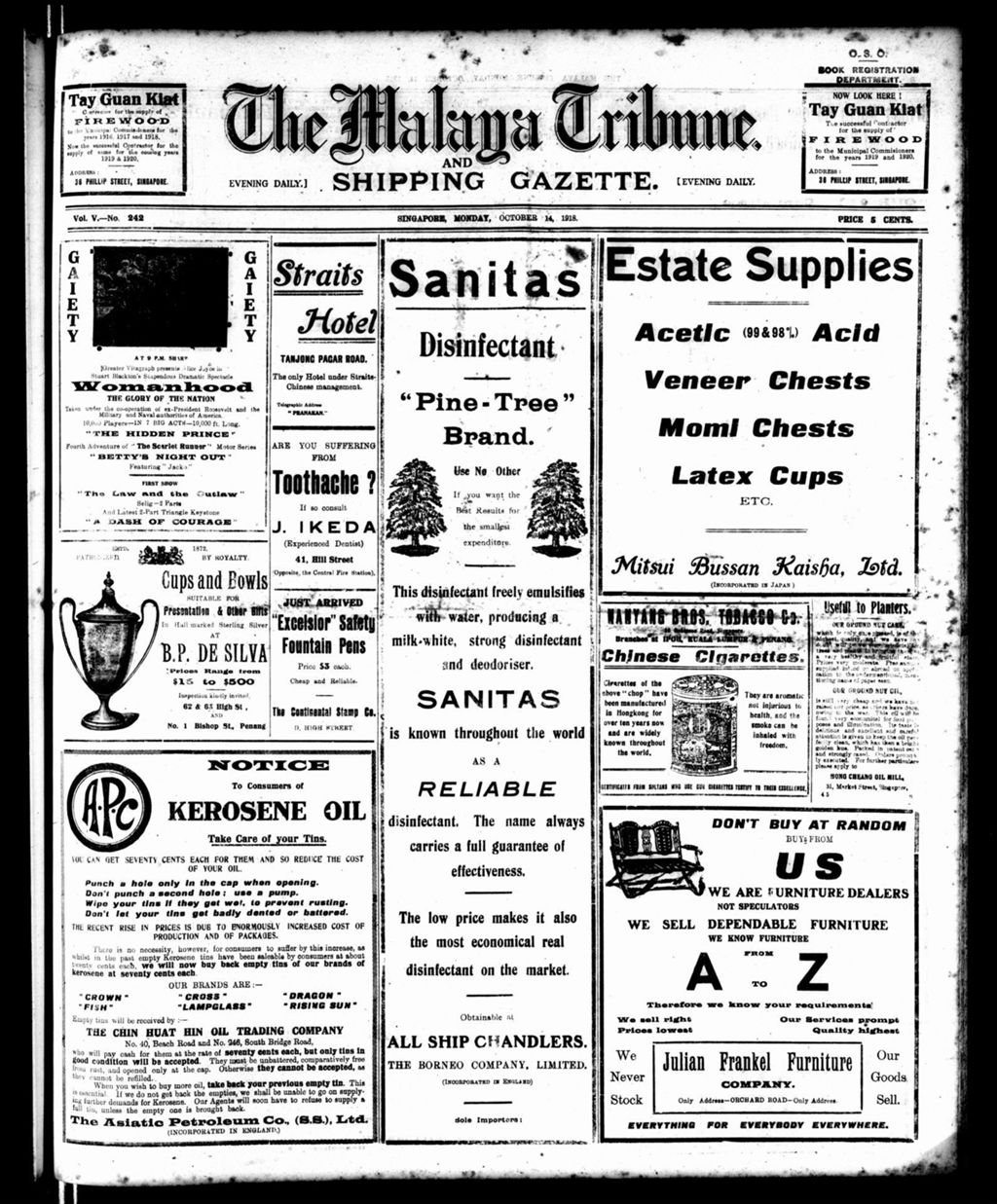 Miniature of Malaya Tribune 14 October 1918