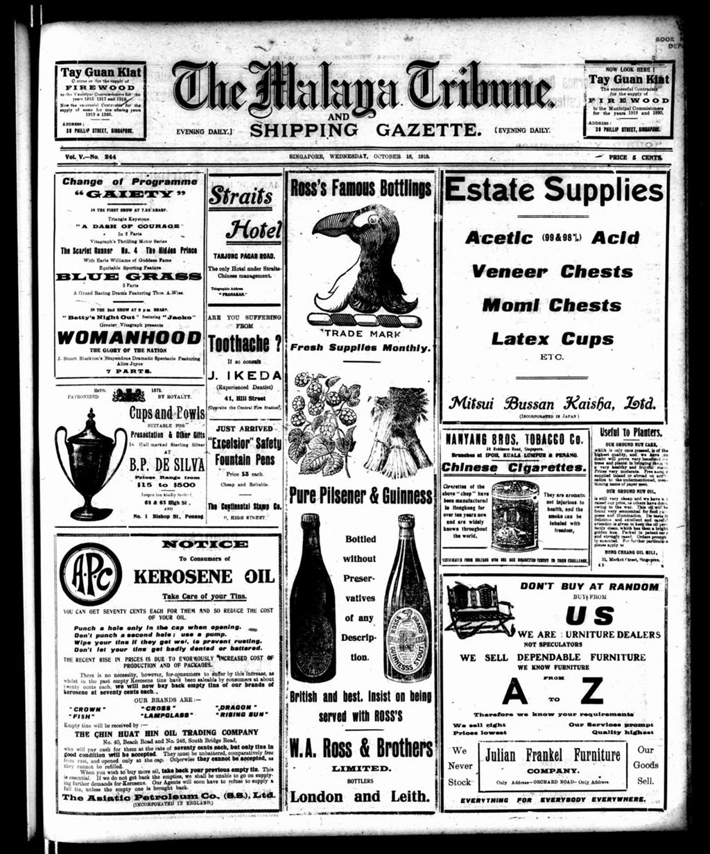 Miniature of Malaya Tribune 16 October 1918