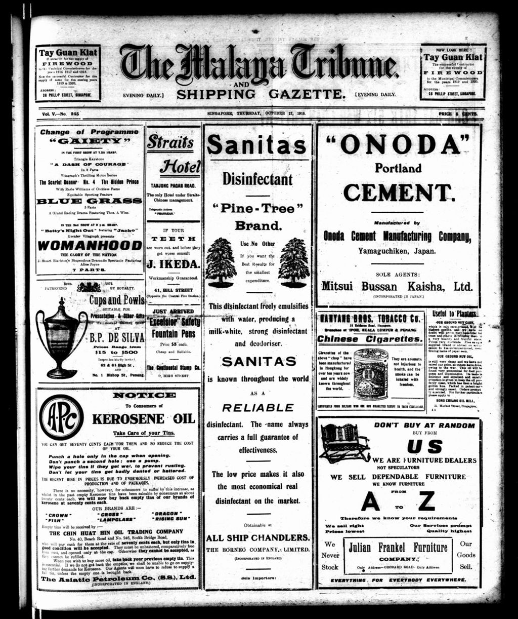 Miniature of Malaya Tribune 17 October 1918