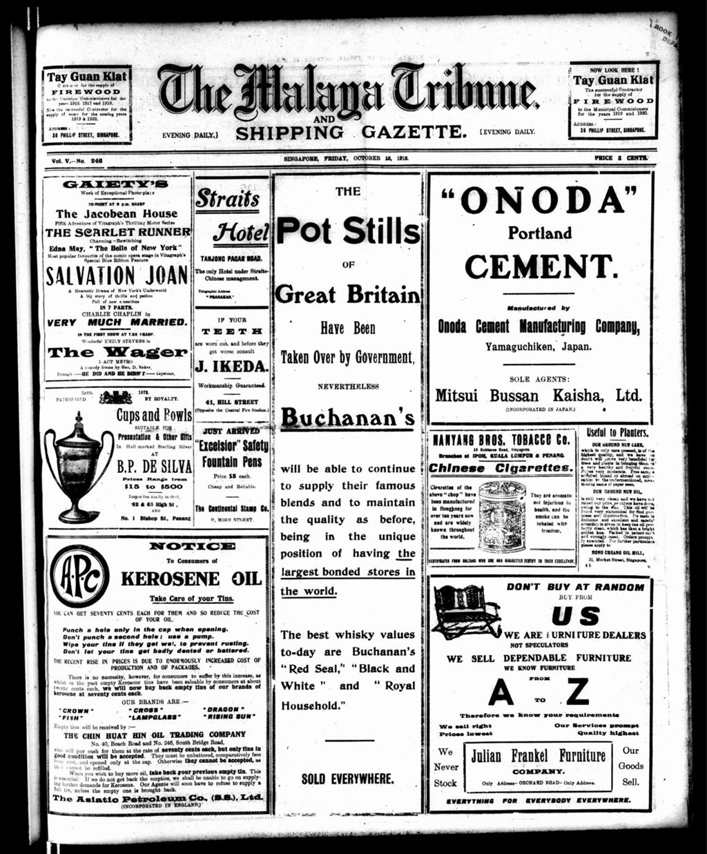 Miniature of Malaya Tribune 18 October 1918