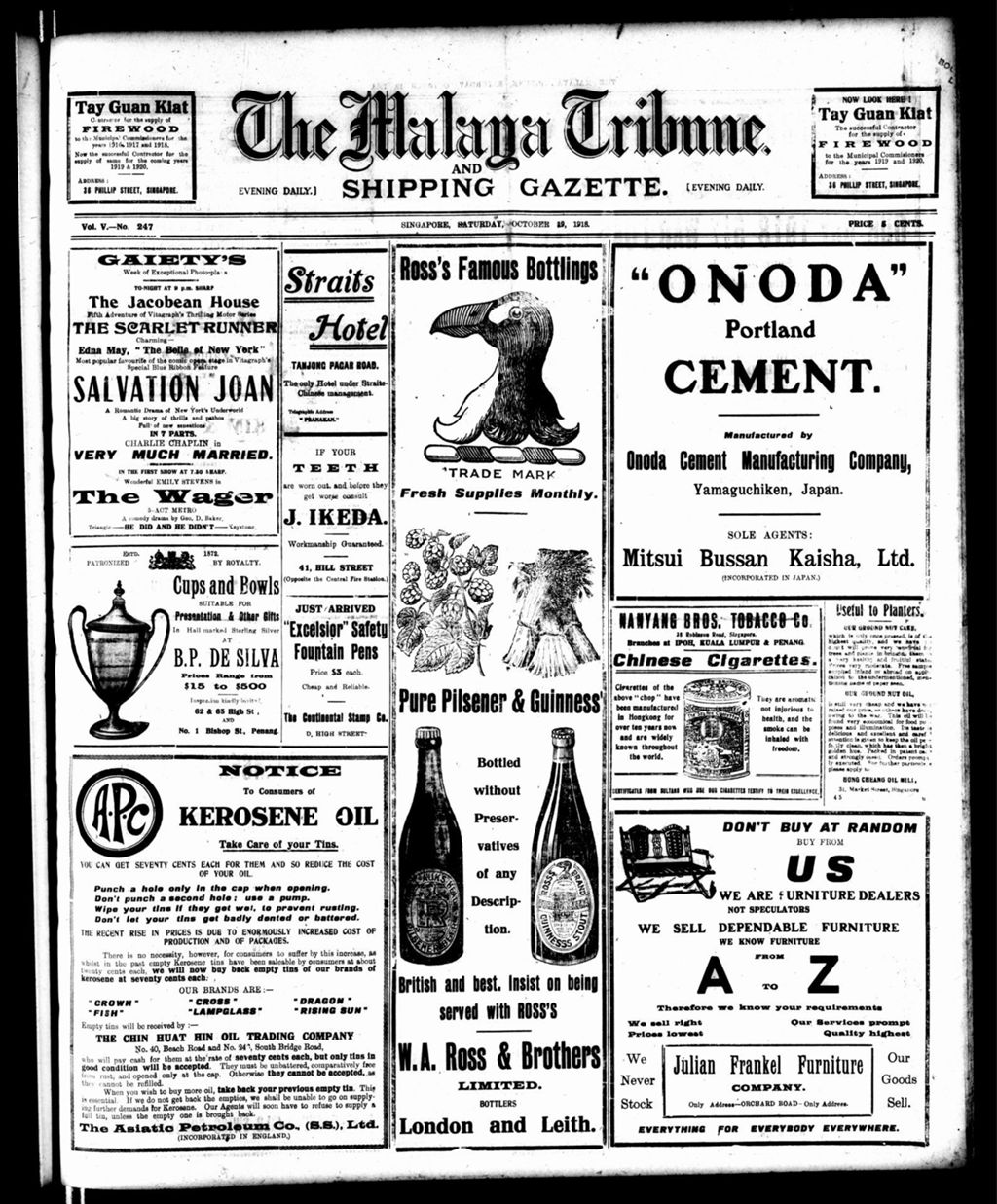 Miniature of Malaya Tribune 19 October 1918