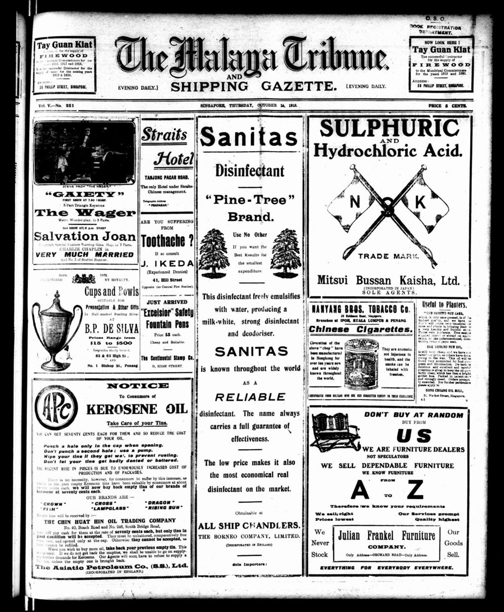 Miniature of Malaya Tribune 24 October 1918