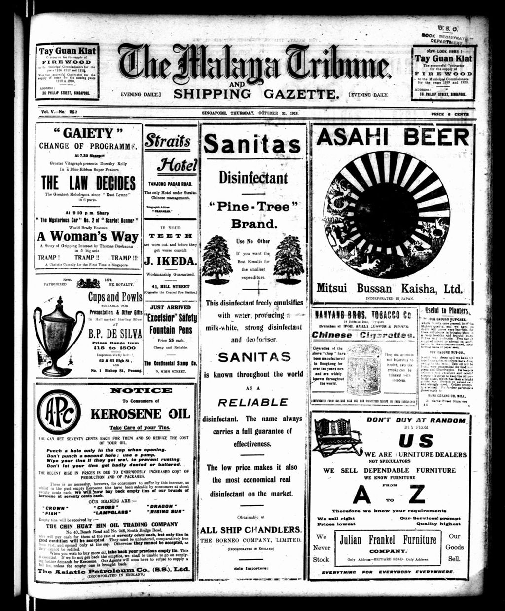 Miniature of Malaya Tribune 31 October 1918