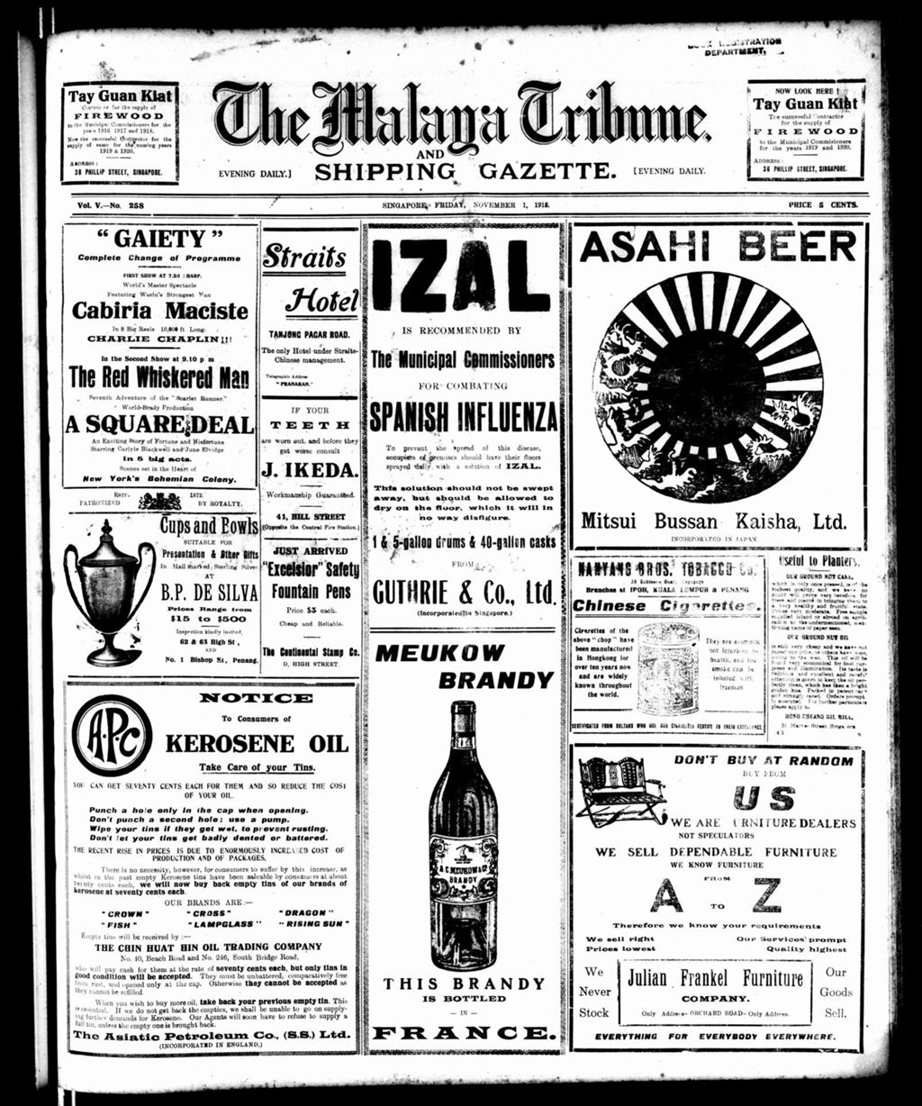 Miniature of Malaya Tribune 01 November 1918