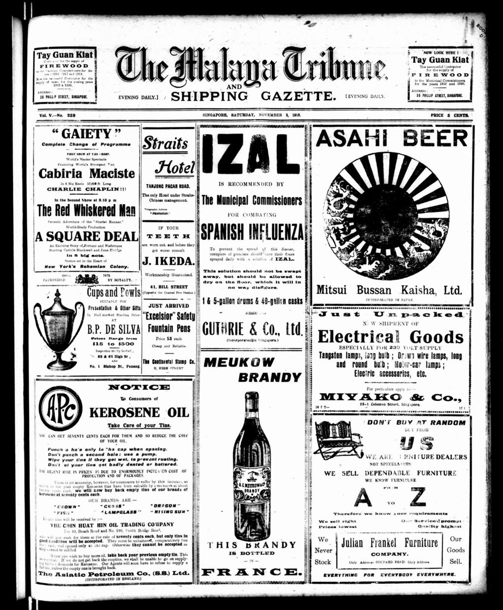 Miniature of Malaya Tribune 02 November 1918