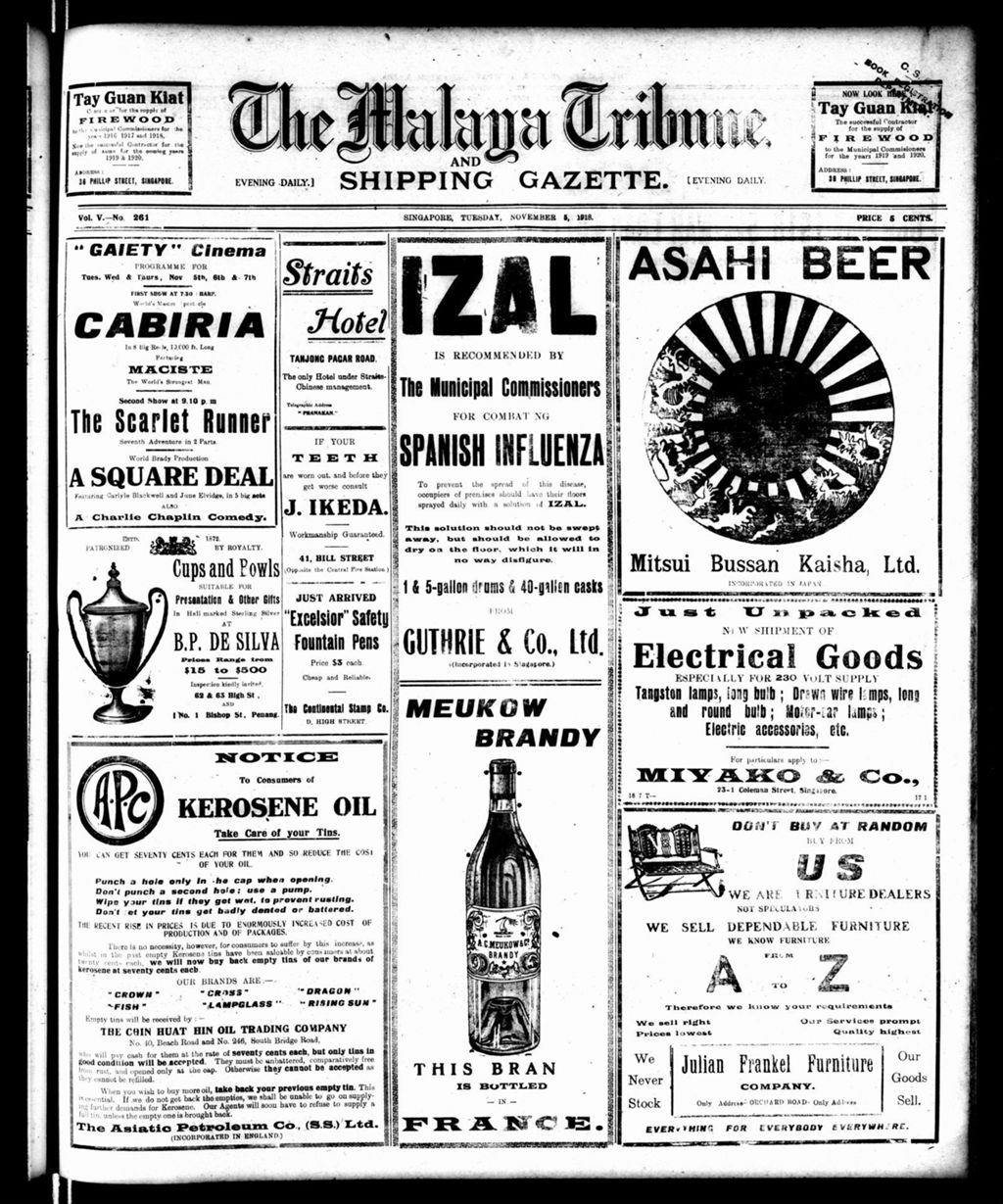 Miniature of Malaya Tribune 05 November 1918