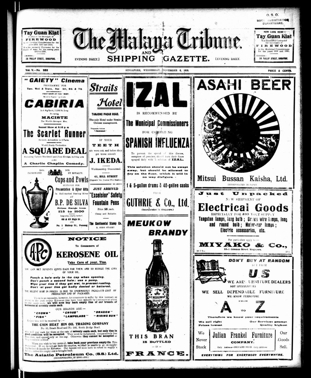 Miniature of Malaya Tribune 06 November 1918