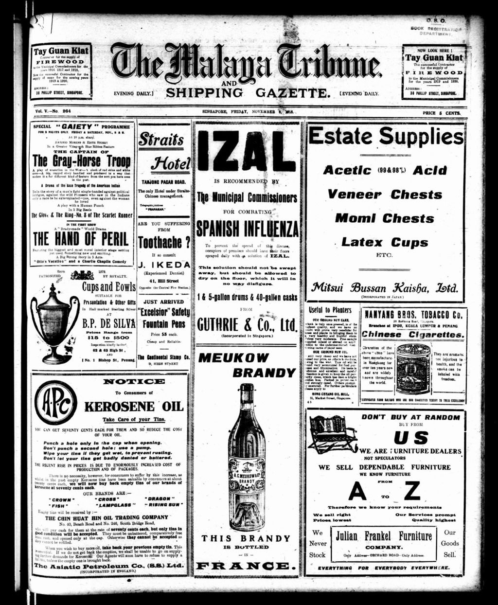 Miniature of Malaya Tribune 08 November 1918