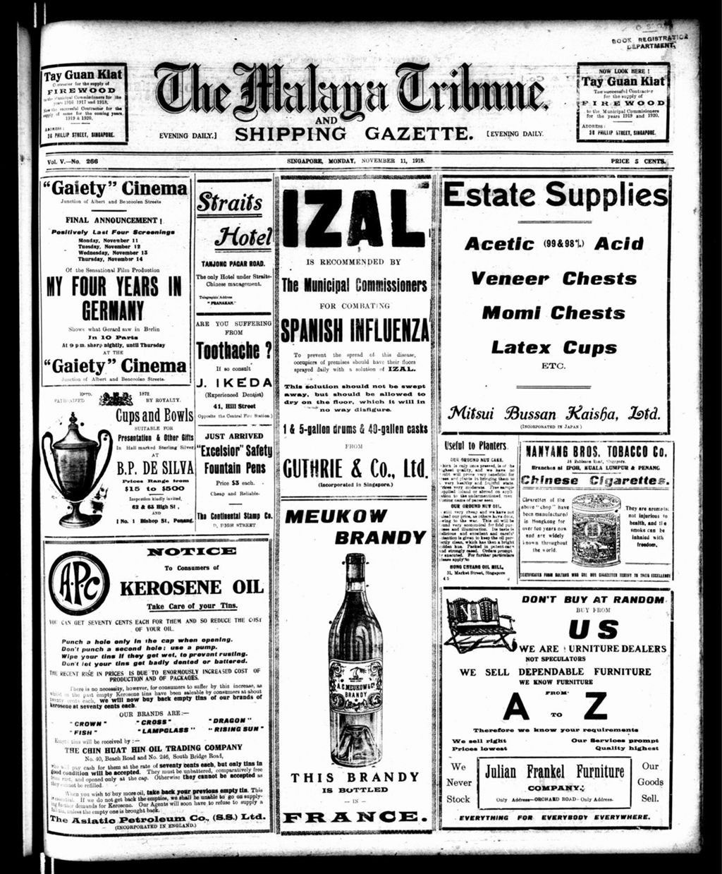 Miniature of Malaya Tribune 11 November 1918