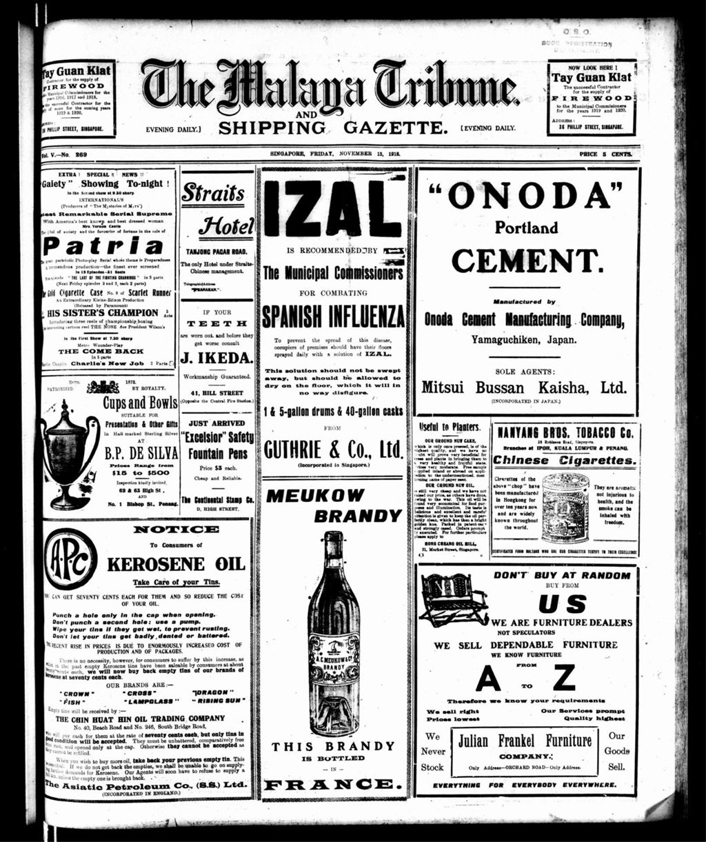 Miniature of Malaya Tribune 15 November 1918